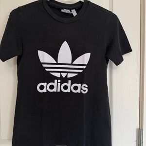 Adidas Women’s Black and White Logo Tee Size XS